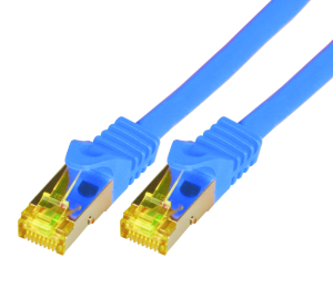 CAT7 Roh-Netzwerkkabel S-FTP, PIMF, LSZH, RJ45, 10GBit, 0.50m, blau 