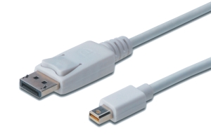 mini Displayport to Displayport cable, w/Audio, m/m, 1m, white 