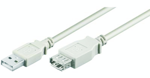 USB 2.0 Hi-Speed Verlngerungskabel, A-A, Stecker/Buchse, 3.00m, grau 
