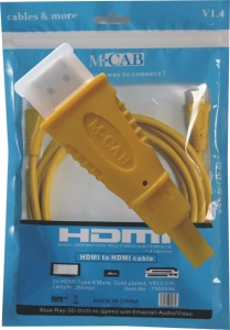 High Speed HDMI Cable w/E, 4K@30Hz, m/m, 2.0m, yellow 