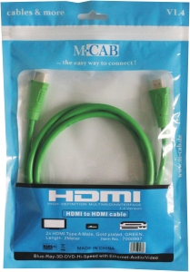 High Speed HDMI Cable w/E, 4K@30Hz, m/m, 2.0m, green 