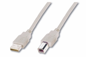 USB 2.0 connection cable, A-B, m/m, 5.00m, grey 