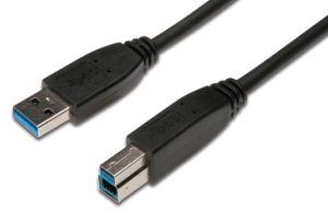 USB 3.0 SuperSpeed Anschlusskabel, A-B, Stecker/Stecker, 1m, schwarz 