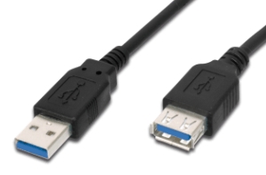 USB 3.0 SuperSpeed extension cable, A-A, M-F, 5Gbit, 1.8m, black 