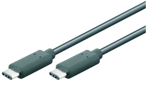 USB-C 3.2 Gen 1 cable, C-C, 5Gbit, 3A, 15W, m/m, 1m, black, sync/charge 