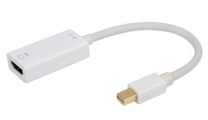 mini Displayport 1.2 to High Speed HDMI Cable, 4K@30Hz, m/f, 0.10m, white 