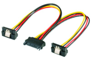 SATA power Y - cable, 1x SATA/f to 2x SATA/m 90, 0.2m 