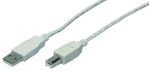 USB 2.0 connection cable, A-B, m/m, 3.00m, grey 