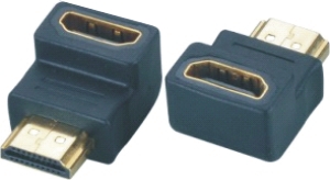 HDMI Adapter, Stecker / Buchse, 19p, vergoldete Kontakte, 90 Grad 