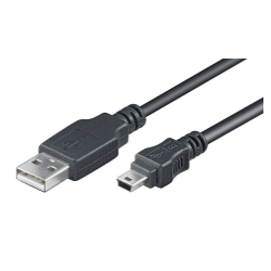 USB 2.0 Hi-Speed Anschlusskabel, Typ A zu mini B 5polig, St/St, 1.0m, schwarz 