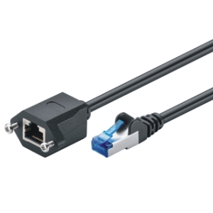 CAT6A patch cort extension cable S/FTP, PIMF, LSZH, RJ45, M/F, 10Gbps, 3m, black 