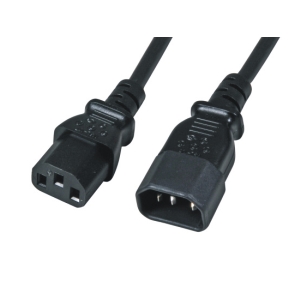 Power Cord extension C13 - C14, M/F, 3x 0.75mm, 1.0m, black 