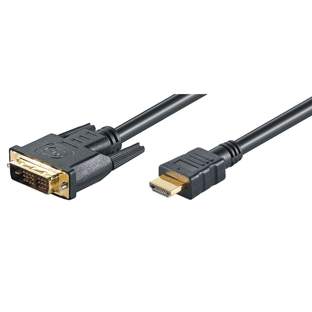 High Speed HDMI zu DVI-D 18+1 Kabel, Full HD, 2.0m, schwarz, vergoldete Kontakte 