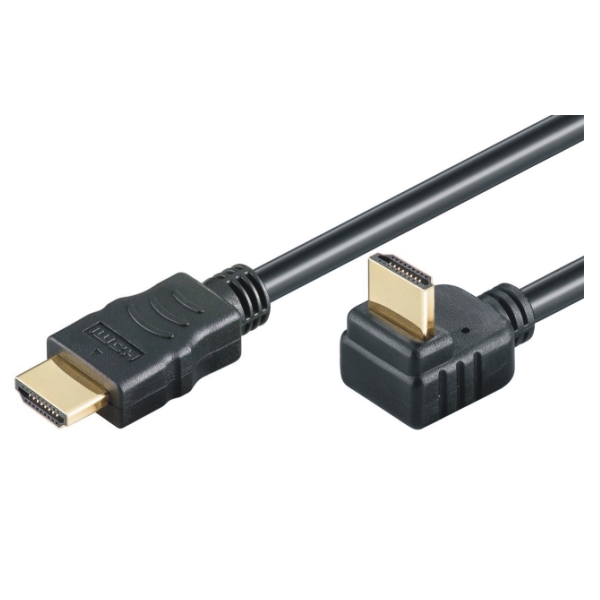 High Speed HDMI Cable w/E, 4K@30Hz, one-sided angled 90, 2.0m, black 