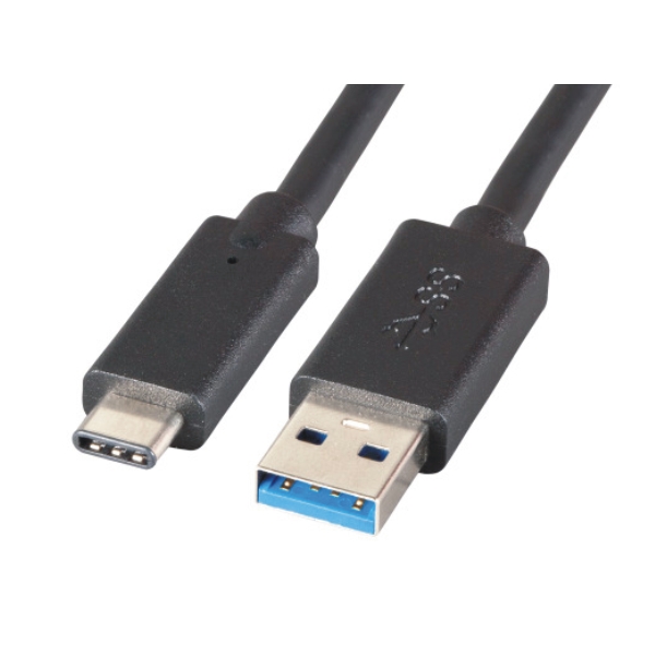 USB 3.2 Gen 1 connection cable, A-C, 5Gbps, 3000mA, max. 15W, 3A, m/m, 1.0m, black 